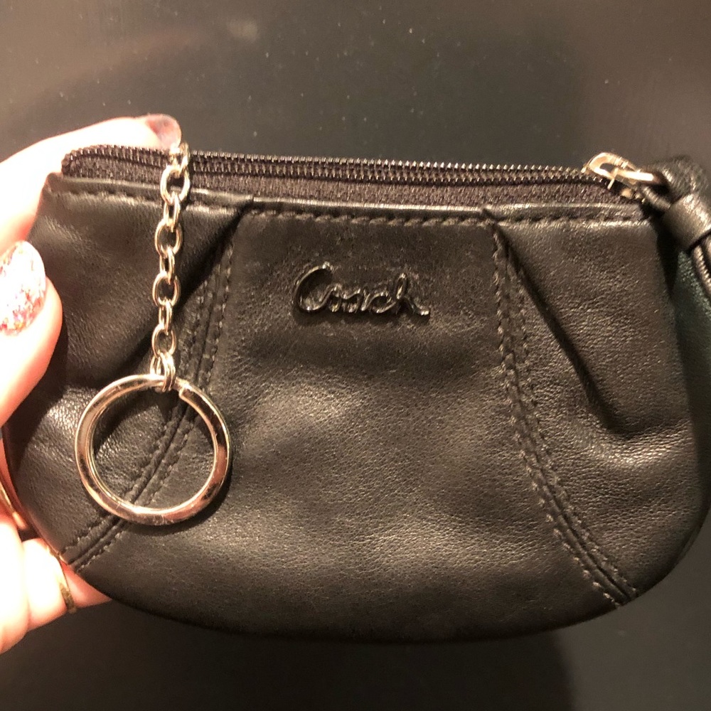 Coach Ashley black leather coin purse